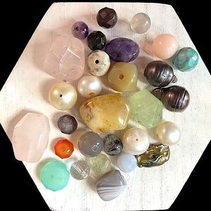 Loose Bright Gemstone and Pearl Bead Estate Jewelry Lot 50 grams